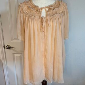 Ellen Weaver Peach Ruffled Blouse Size 1X